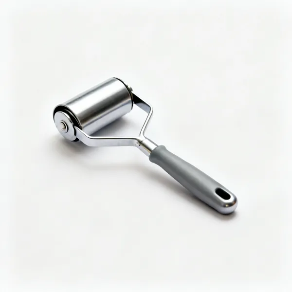 A metal seam roller with a handle