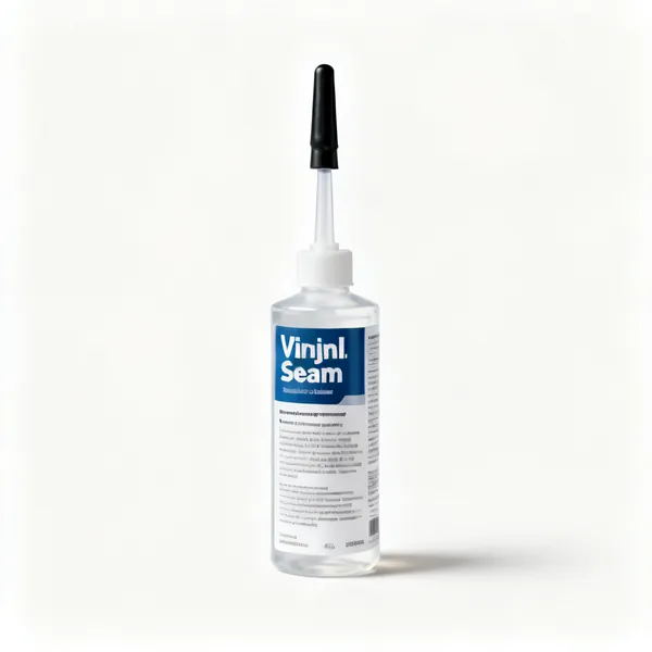 A bottle of vinyl seam sealer with an applicator