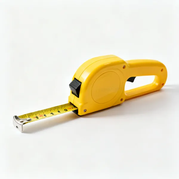 A yellow tape measure with a wide blade