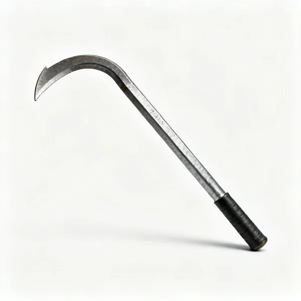A curved steel wrecking bar