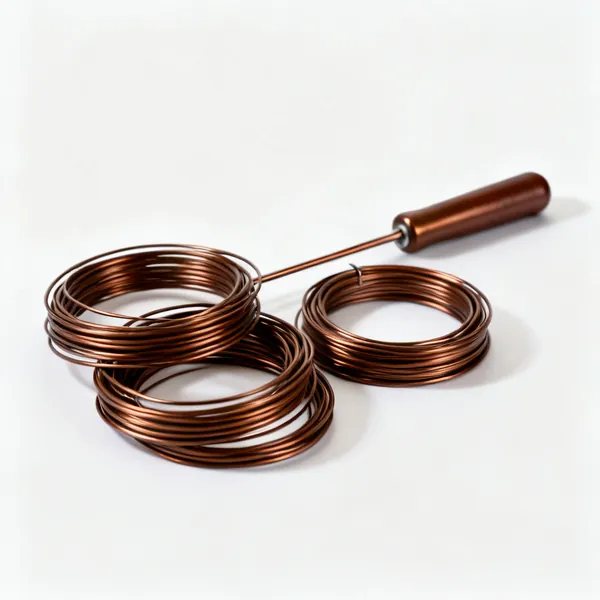 Aluminium wire: Several coils of brown anodised aluminium bonsai wire in different thicknesses