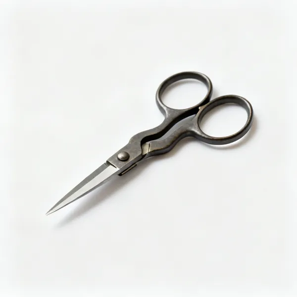 A pair of japanese bonsai shears with two large round looped handles and small steel blades