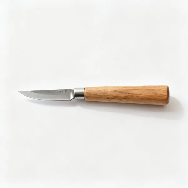 A japanese grafting knife with a small single bevel steel blade and a wooden handle