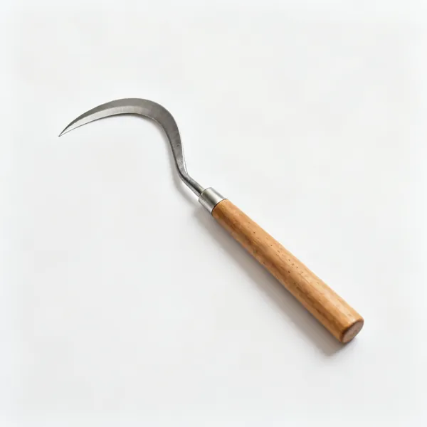 Single root hook: A japanese single curved steel root hook tool with a wooden handle