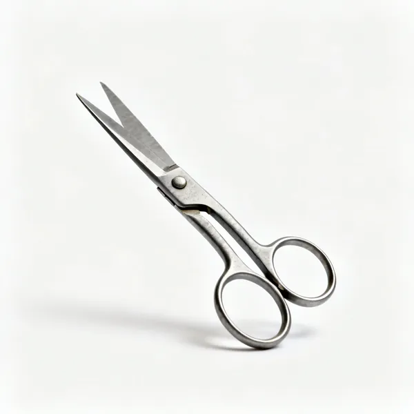 A pair of japanese bonsai root scissors with short heavy steel blades and looped handles