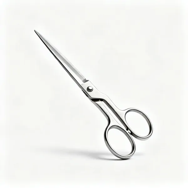 Fine trimming shears: A pair of long nosed bonsai trimming shears with narrow steel blades and looped handles