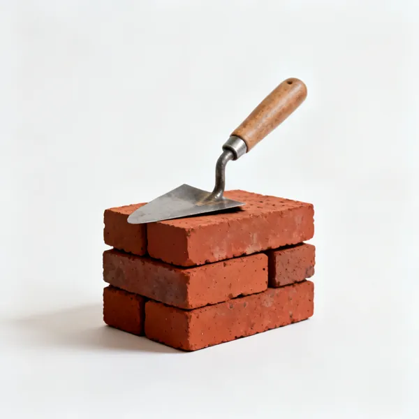 Brick edging: A small stack of red clay bricks