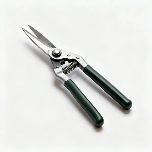 One handed shears: A pair of one handed grass shears with a swivelling head, sprung handle and short blades