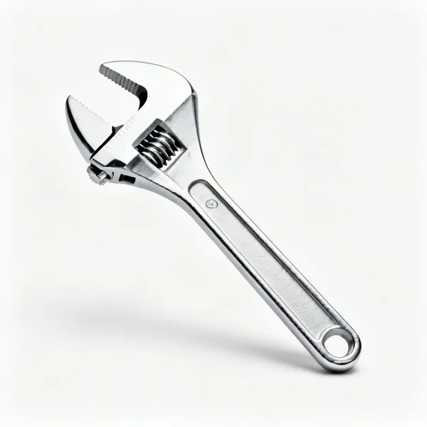 An adjustable spanner with a knurled worm adjusting screw and a chrome body