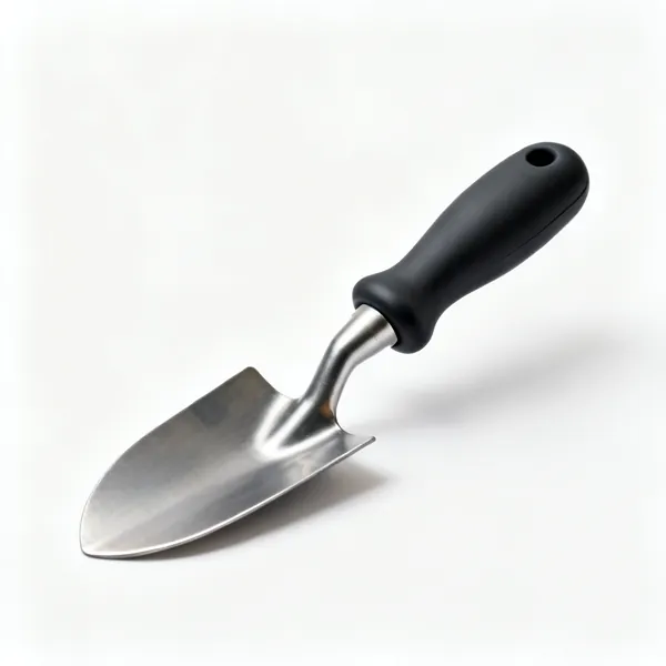Fat handled trowel: A garden trowel with a very thick moulded ergonomic handle and a steel blade