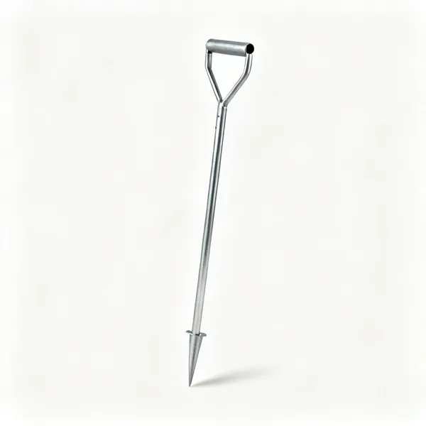 Ground anchored rail: A galvanised steel garden support rail with a ground spike
