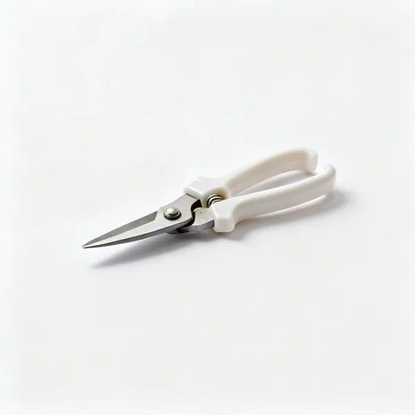 A pair of small blunt tipped garden harvesting snips with plastic handles