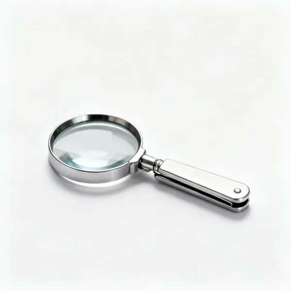 Hand lens: A small folding metal hand magnifying lens