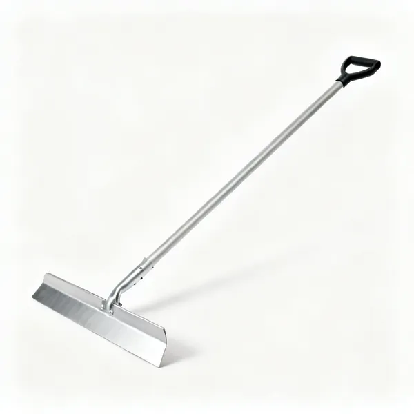 Lawn lute: A lawn topdressing lute, a long flat aluminium blade on a long handle