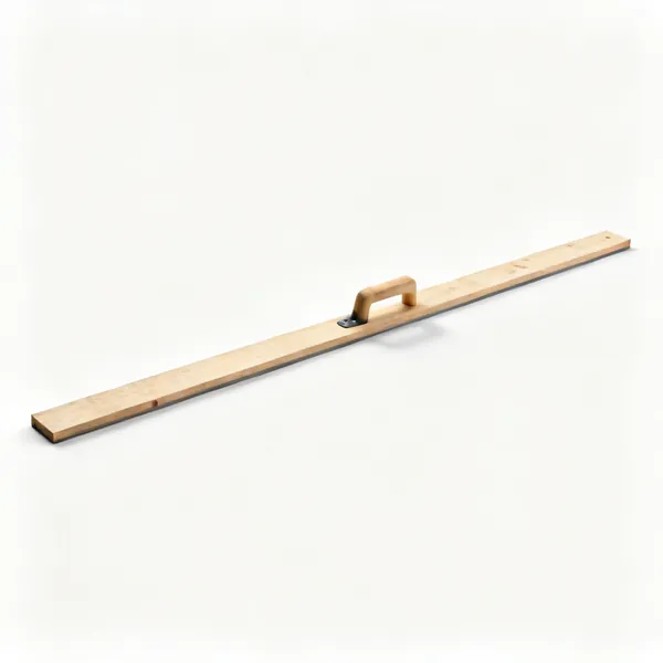 A long straight timber screed board lying flat