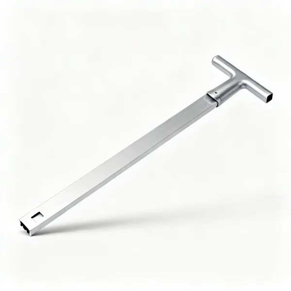 A long aluminium straight edge with a T section profile