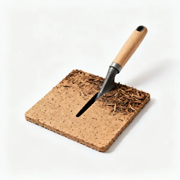 A square biodegradable tree mulch mat with a central slit