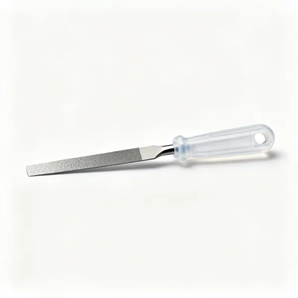 A small diamond sharpening file with a plastic handle
