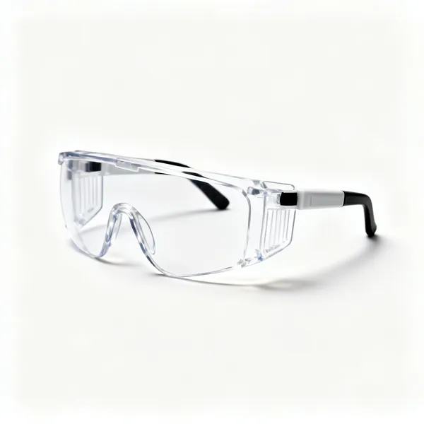 A pair of clear lens safety glasses with side shields