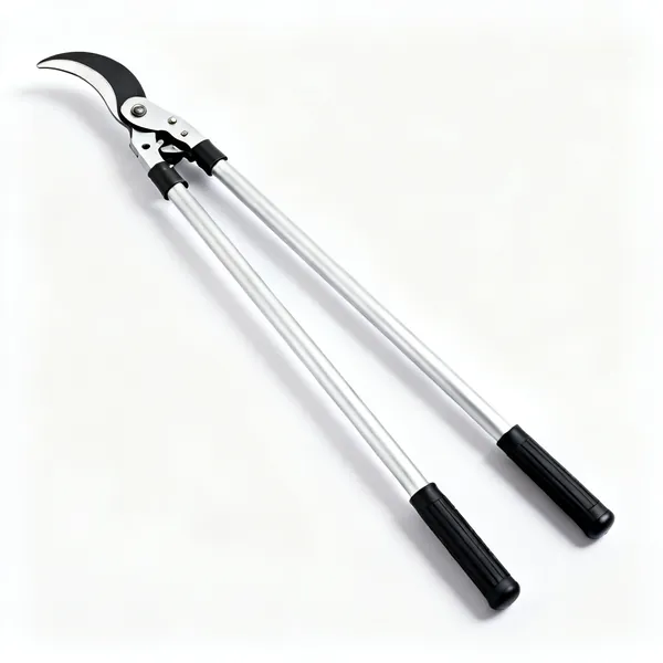 Telescopic loppers: A pair of telescopic bypass loppers with extending tubular handles and a curved head