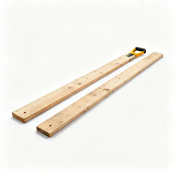 Working boards: Two long wooden scaffold boards lying flat side by side