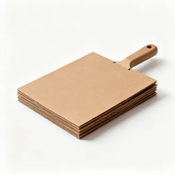 Plain cardboard: A stack of flattened plain brown cardboard sheets