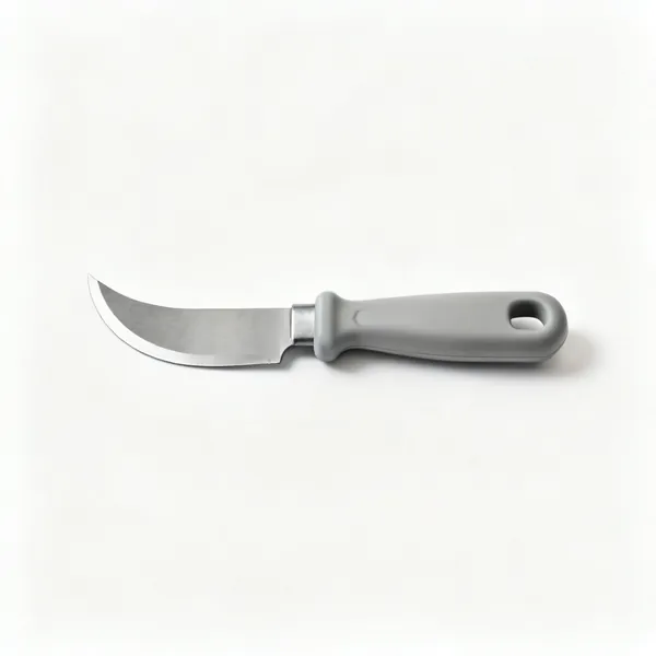 Turf knife: A hand turf cutting knife with a short curved steel blade and a moulded plastic handle