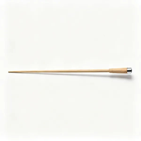 Long handled hoe shaft: A long straight ash wooden tool shaft with a metal ferrule at one end