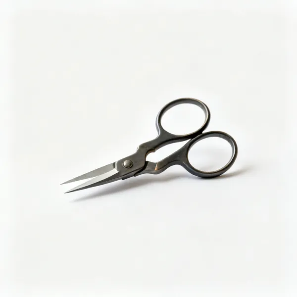 A pair of japanese bonsai shears with two large round looped handles and small steel blades