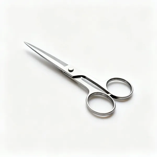 A pair of japanese flower shears with short straight steel blades and round looped handles