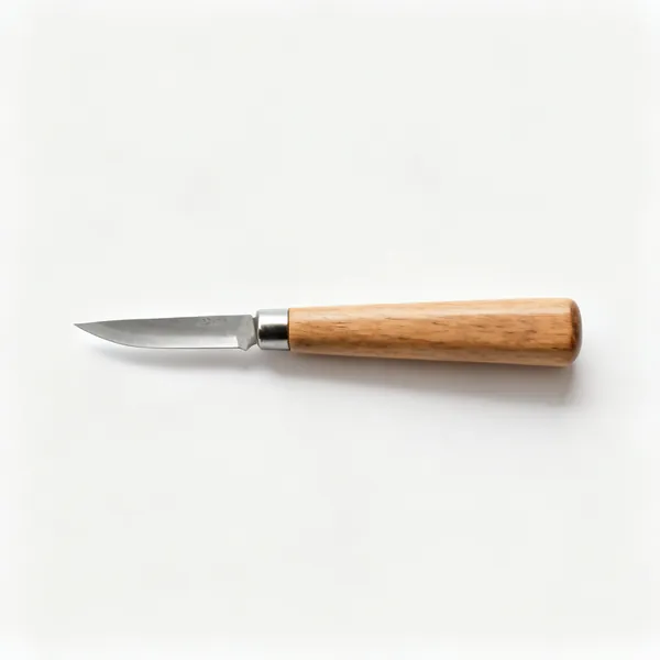 A japanese grafting knife with a small single bevel steel blade and a wooden handle