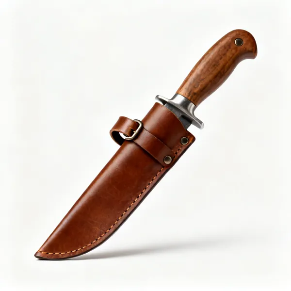 Leather sheath: A brown leather garden knife sheath with a belt loop