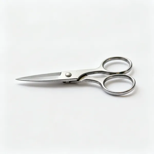 A pair of small japanese topiary shears with round steel blades and looped handles