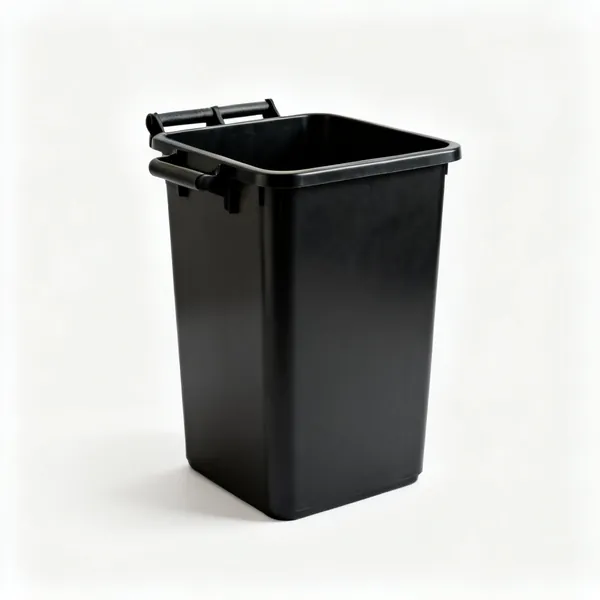 A black plastic compost bin