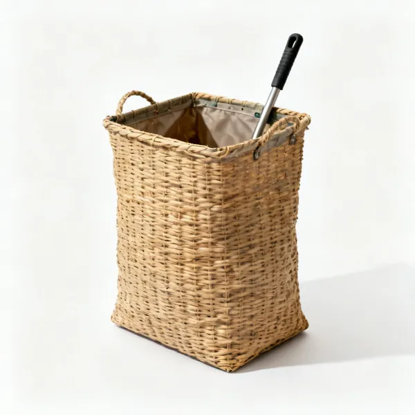 Garden waste bags: A woven garden waste bag standing open