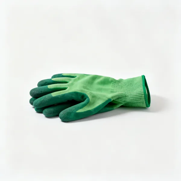 A pair of green garden gloves