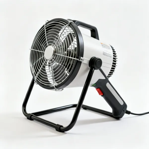 An electric greenhouse heater with a fan