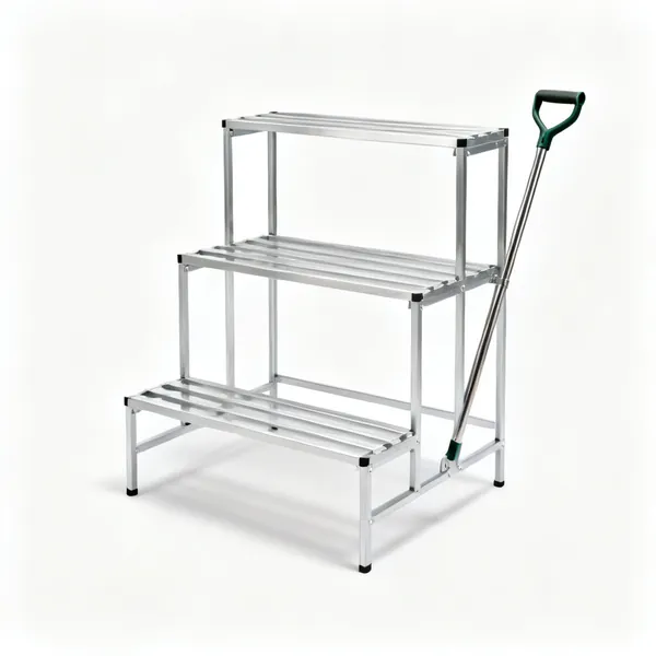 Staging & shelving: A tiered aluminium greenhouse staging shelf