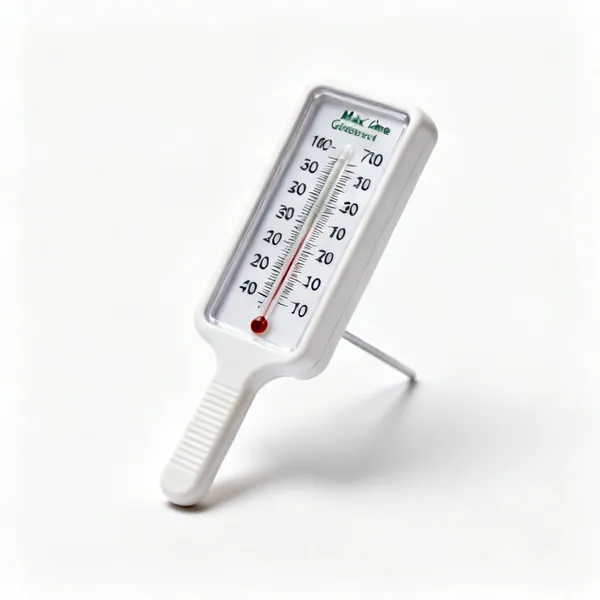 Max min thermometer: A max min greenhouse thermometer