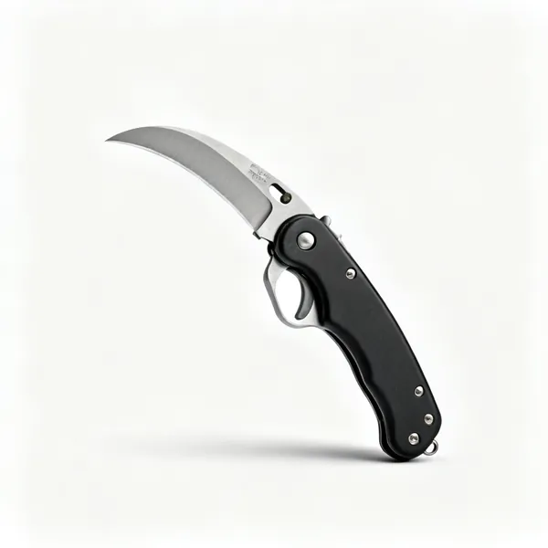 A folding pruning knife with a curved blade