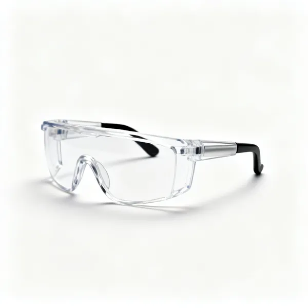 A pair of clear safety glasses