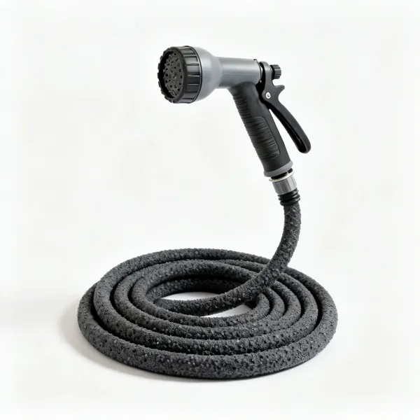 A coiled porous soaker hose
