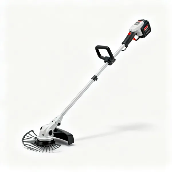 A cordless grass strimmer with a guard