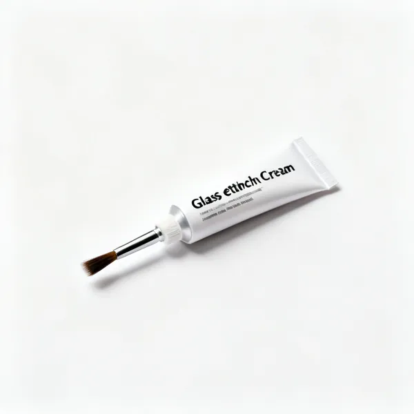A tube of glass etching cream with a brush