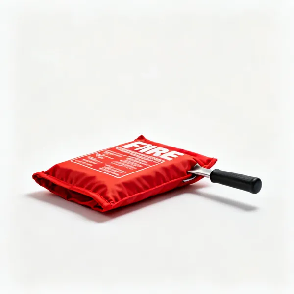 A fire blanket in a pouch