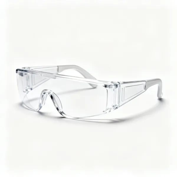 A pair of clear safety glasses