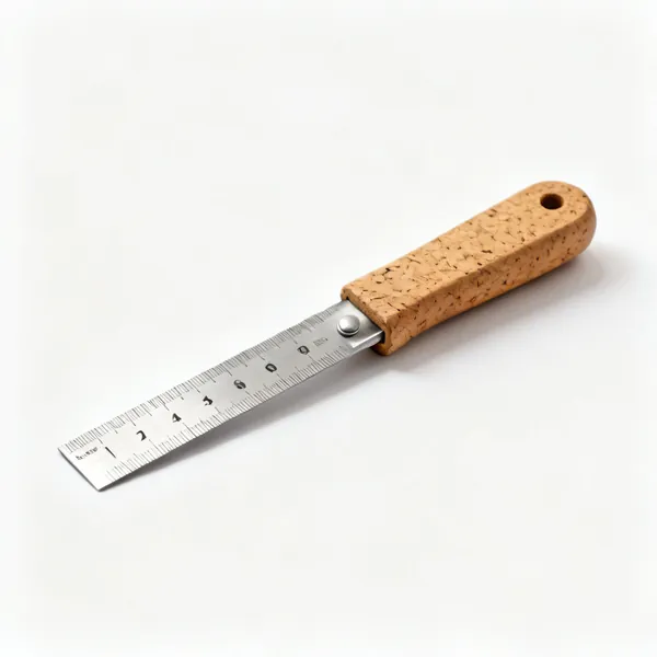 Cork backed rule: A cork backed steel ruler