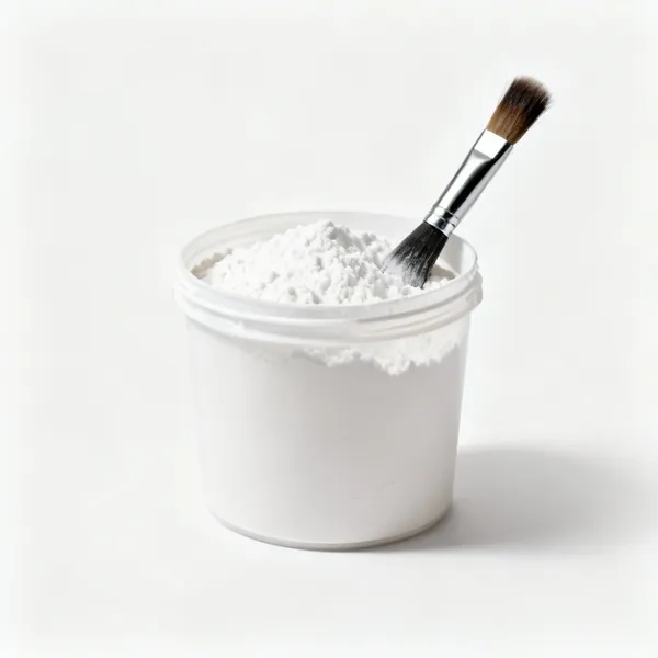 A tub of whiting powder with a brush