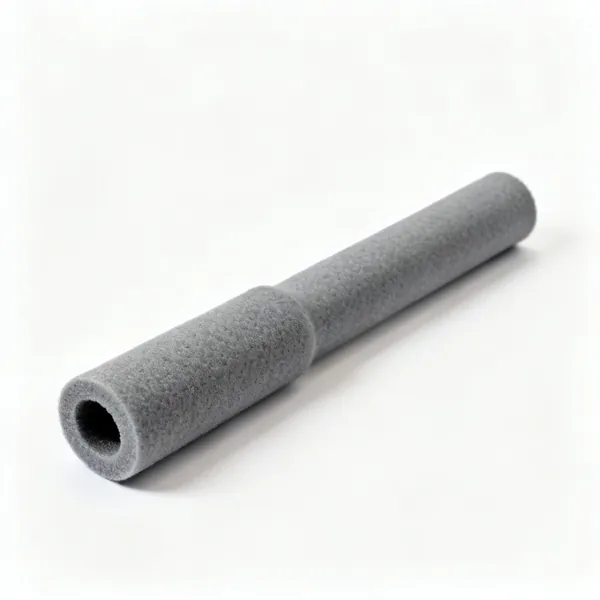 A short length of grey closed cell foam grip tubing with a hollow centre