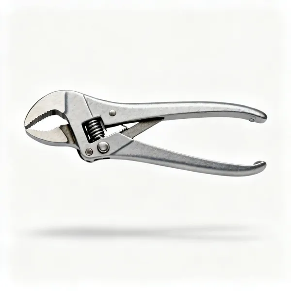 Locking pliers: A pair of locking grip pliers with a curved jaw, adjusting screw and quick release lever